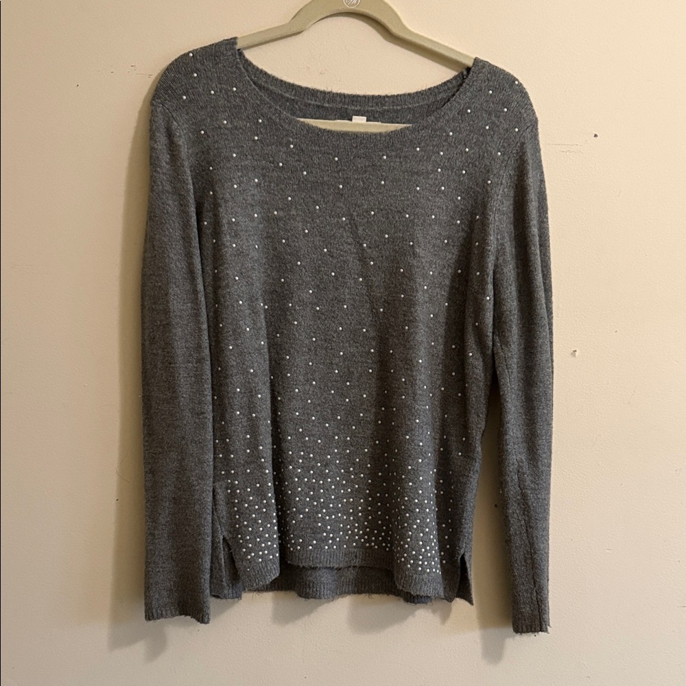 Call It Spring Gray Knit Sweater with Studded Detail